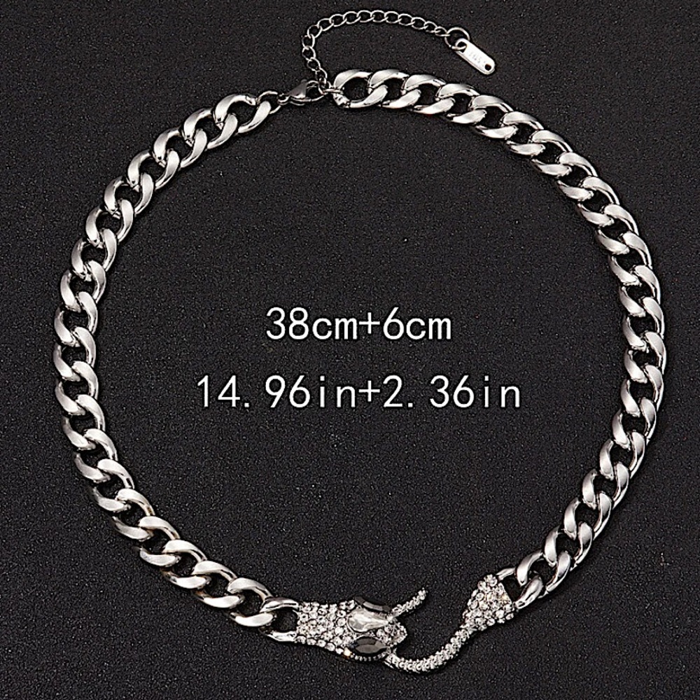 Silver Snake Hook Closure Zircon Choker - Picture 12 of 12
